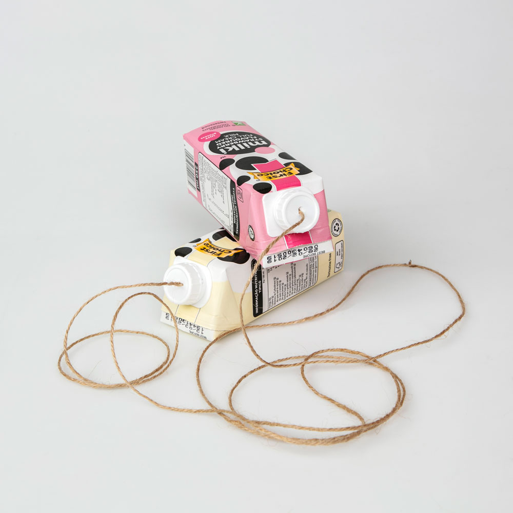 Milki string telephone is easy to make and keeps the kids entertained for hours.