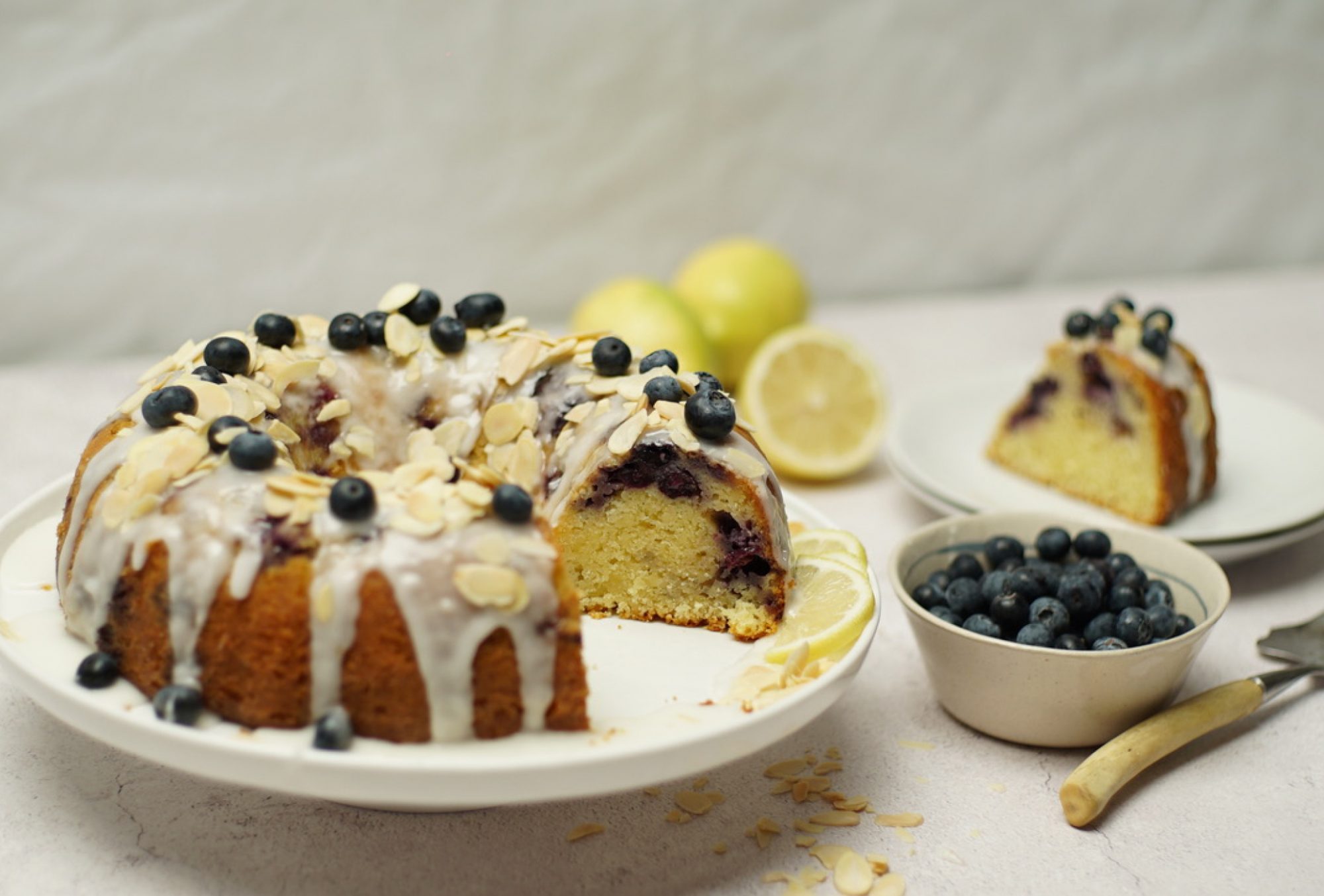 Blueberry, almond and lemon cake