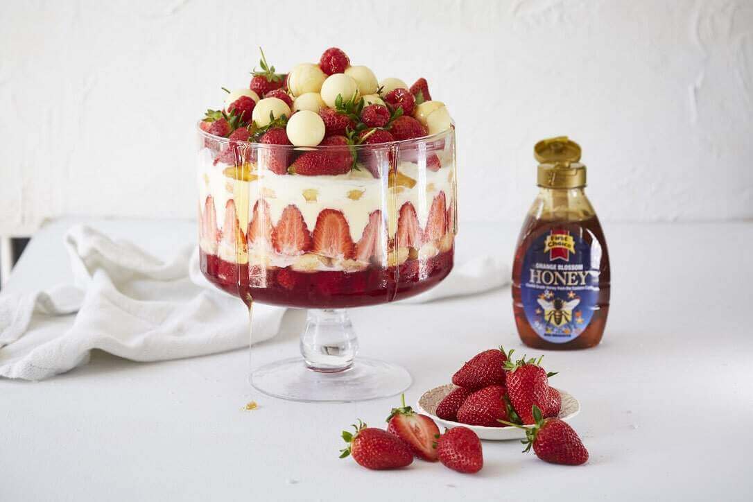 HONEY AND WHITE CHOCOLATE BERRY TRIFLE